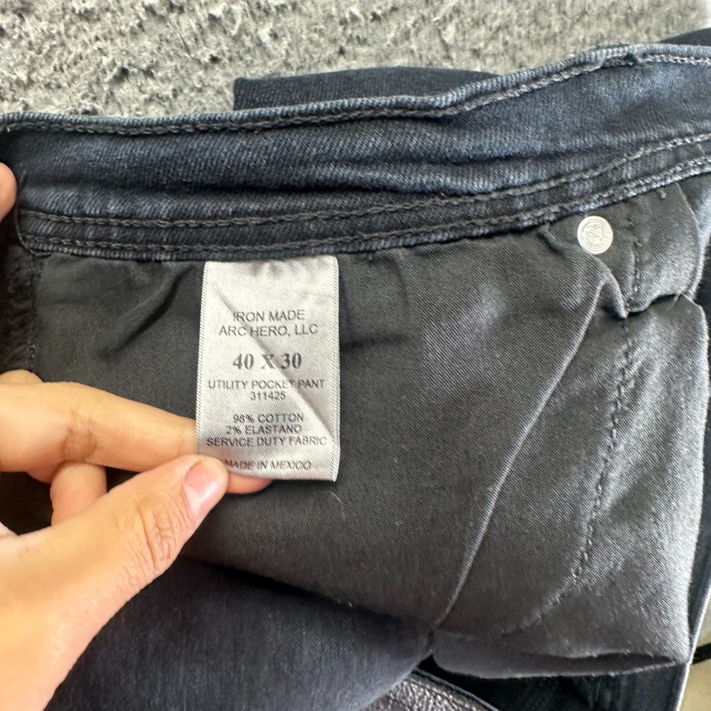 Iron Made Irontough Construction Jeans Mens 40x30 Black Cotton Denim Straight - Picture 4 of 10